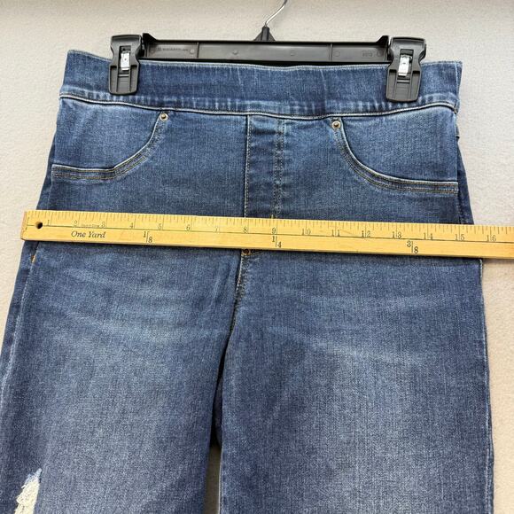 Spanx Jean Women's M (10-12) Blue Ankle Skinny Raw Hem High Rise Stretch - Picture 9 of 12